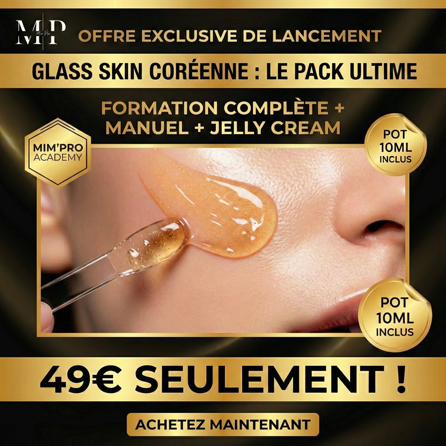 Crème coréenne au collagène du pack Glass Skin Wrap Mim'Pro